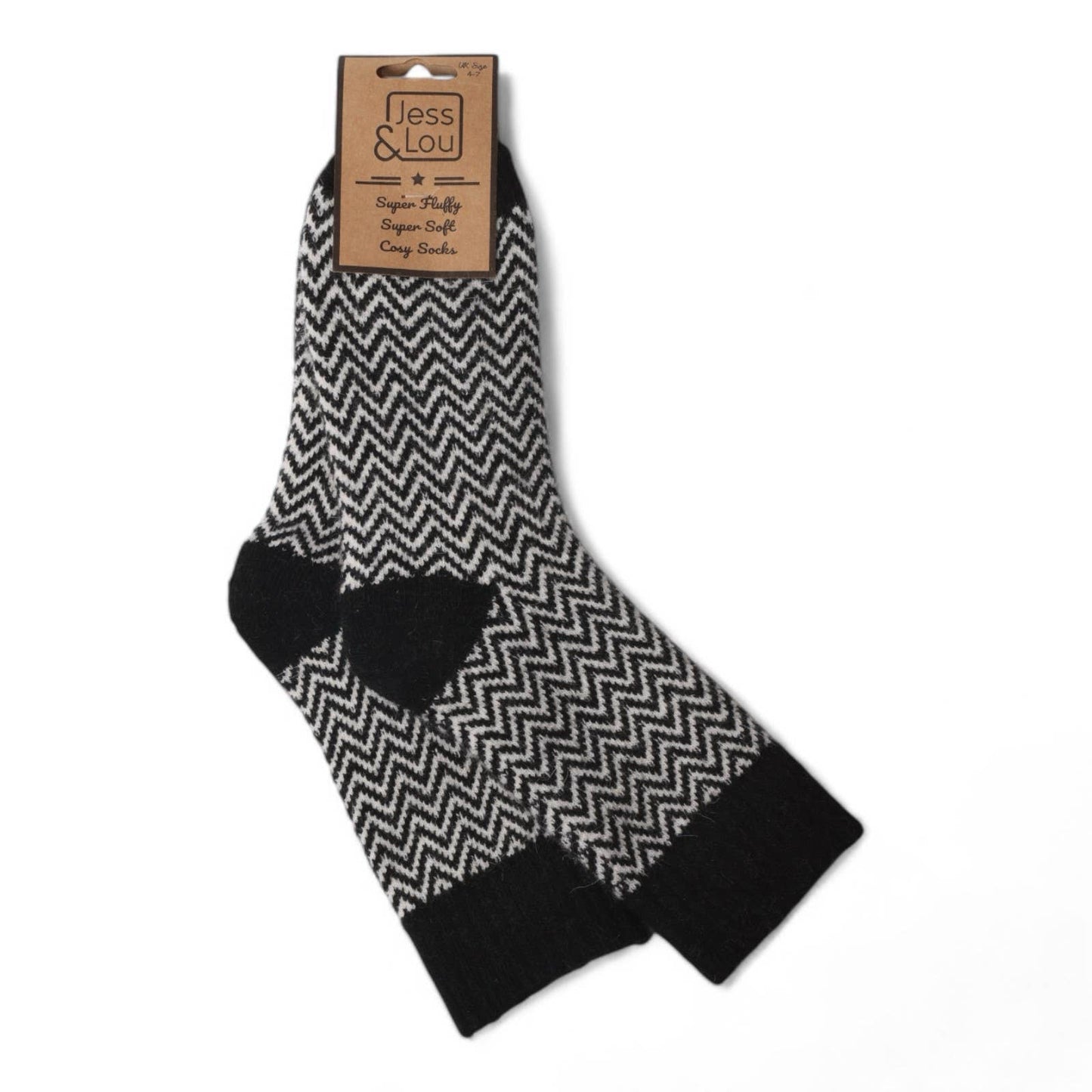 Herringbone Ribbed Socks Black - Vertura