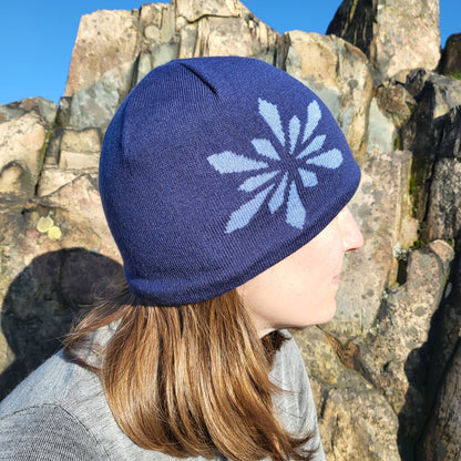 Women's Merino Thunder Blue Starflake Beanie | Vertura - Vertura