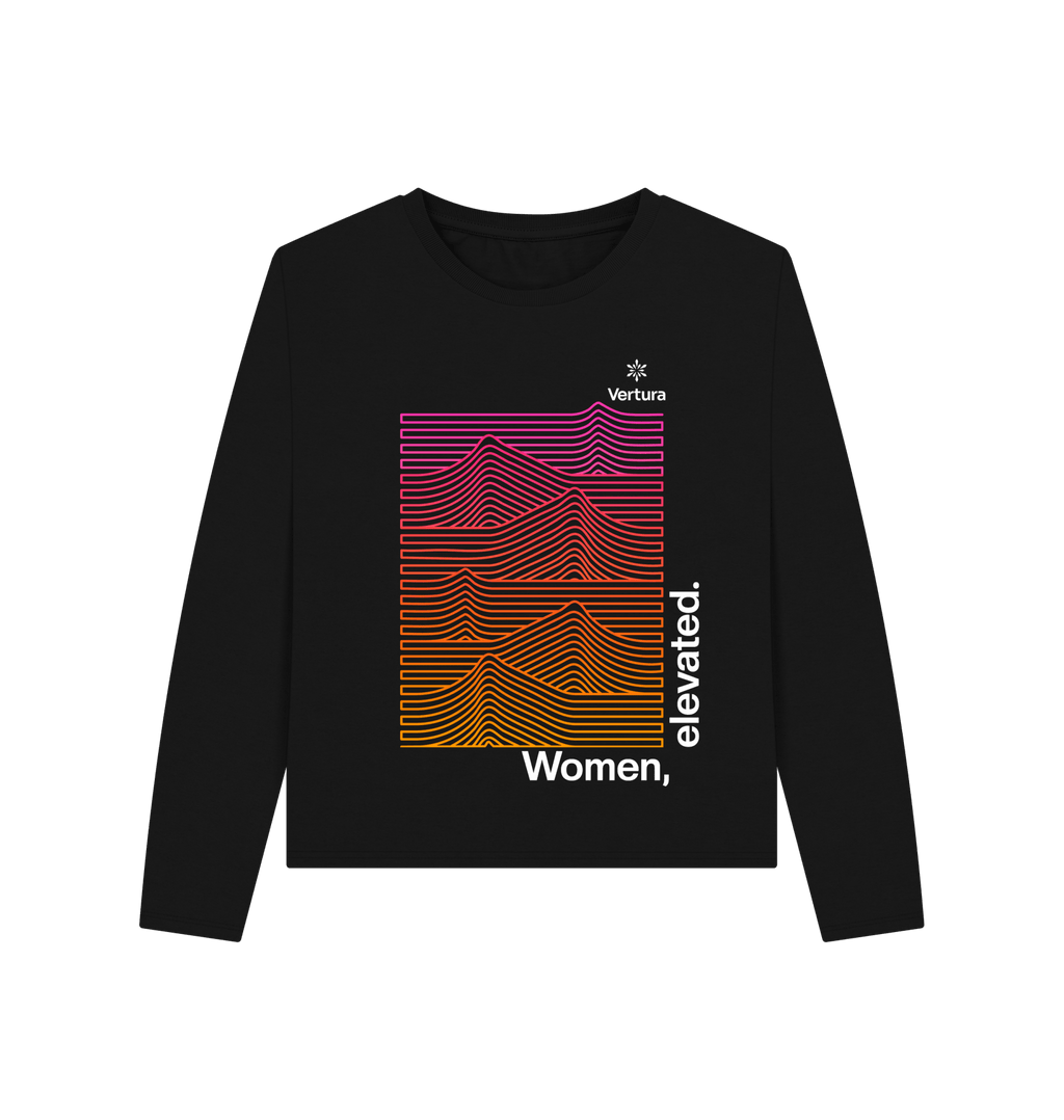 Women Elevated Long Sleeve Crew - Black - Vertura