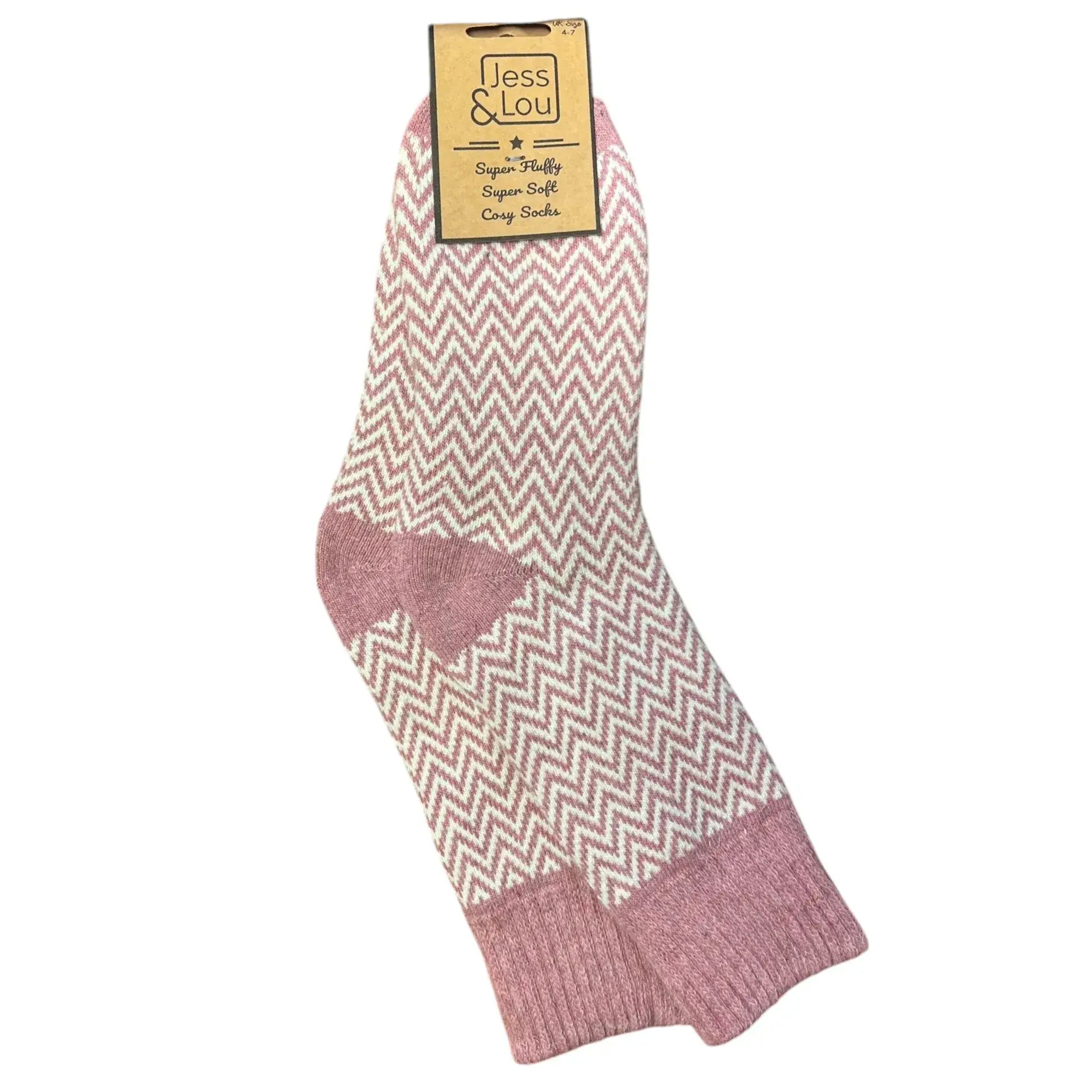 Herringbone Ribbed Socks - Pink - Vertura