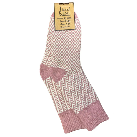 Herringbone Ribbed Socks - Pink - Vertura