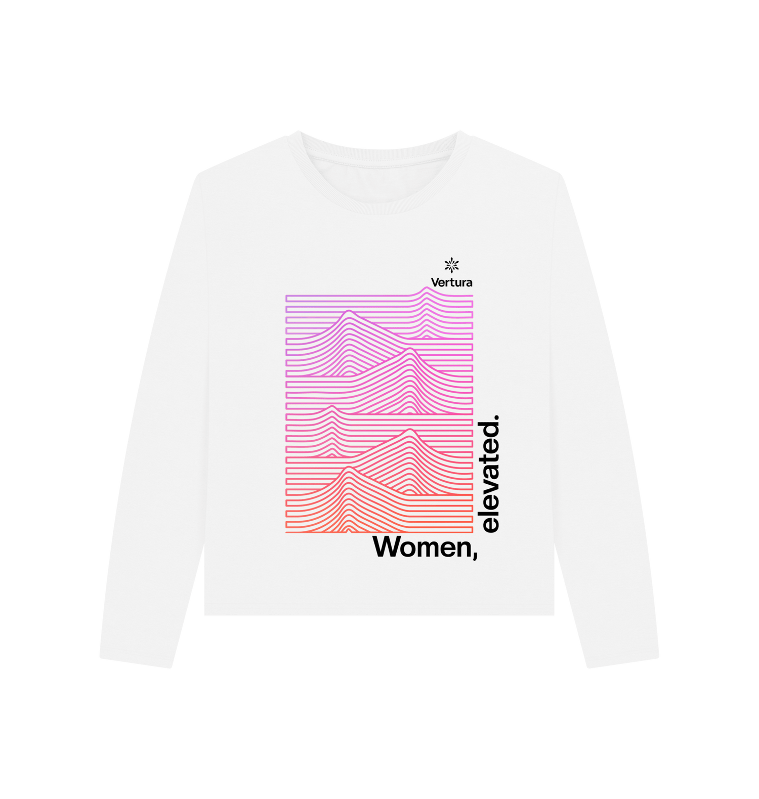 Women Elevated Long Sleeve Crew - White - Vertura