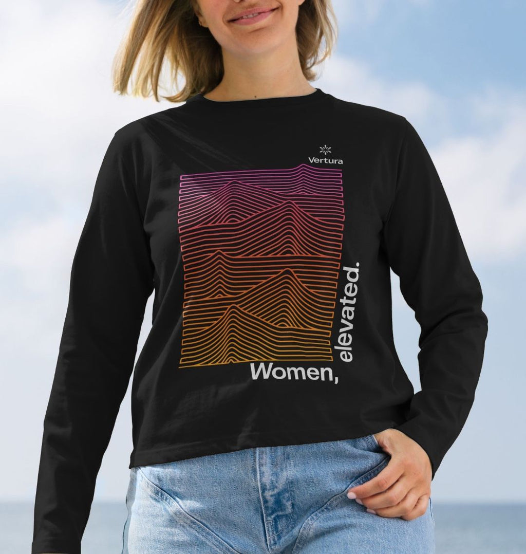 Women Elevated Long Sleeve Crew - Black - Vertura