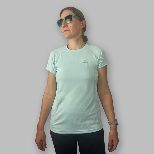 Women's Soltera Tee in glacial green, front view