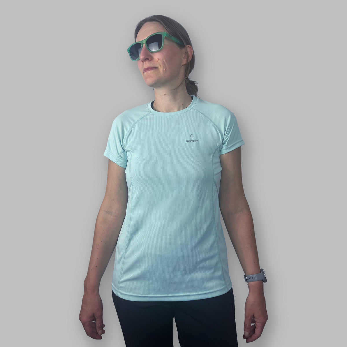 Women's Soltera Tee in glacial green, front view
