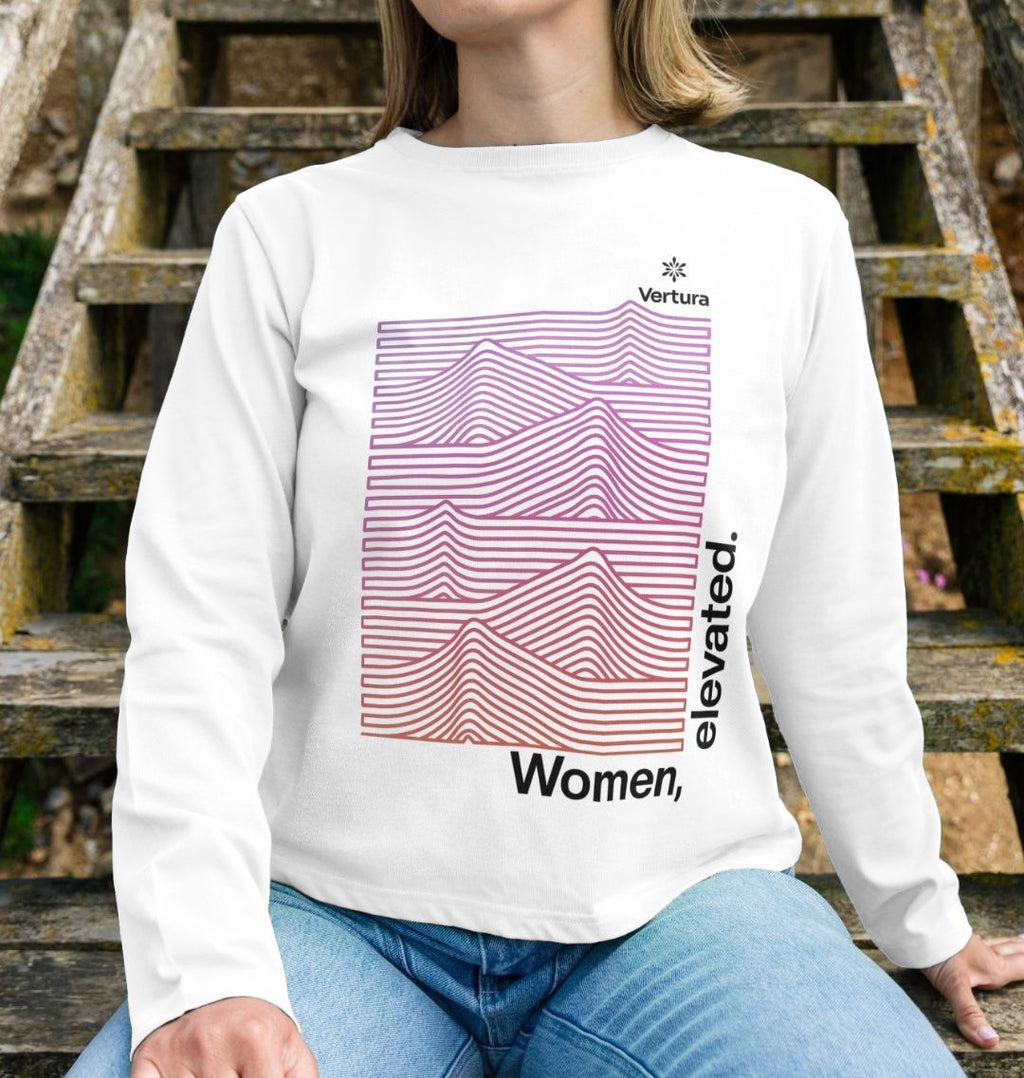 Women Elevated Long Sleeve Crew - White - Vertura