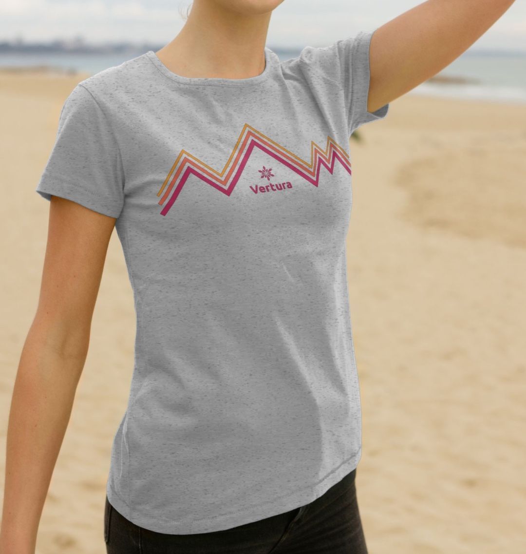 Women's Crew Neck Grey Sunset Horizon T - Shirt | Vertura - Vertura